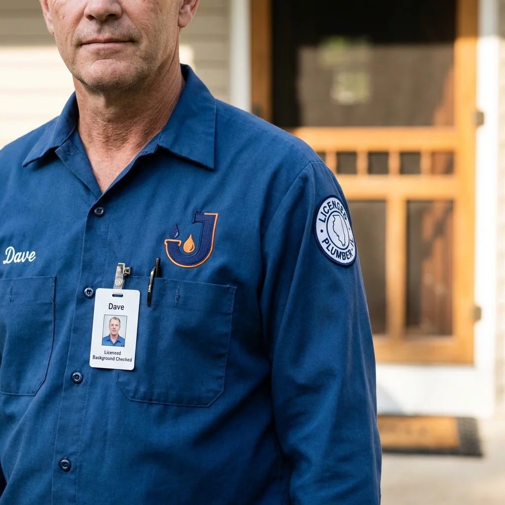 Licensed plumber showing ID badge in Greenwich, NY