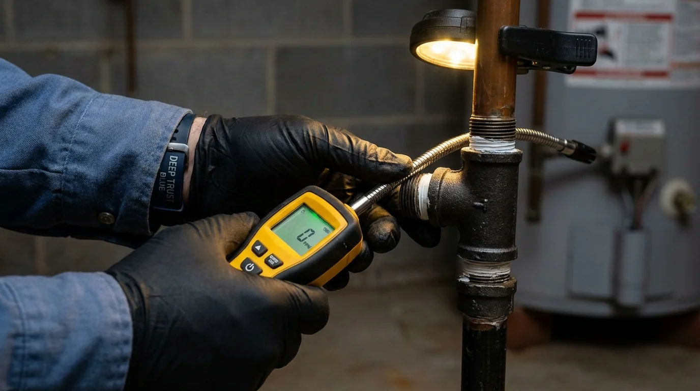 Gas leak detection with electronic sniffer by Johns Plumbing LLC in Greenwich
